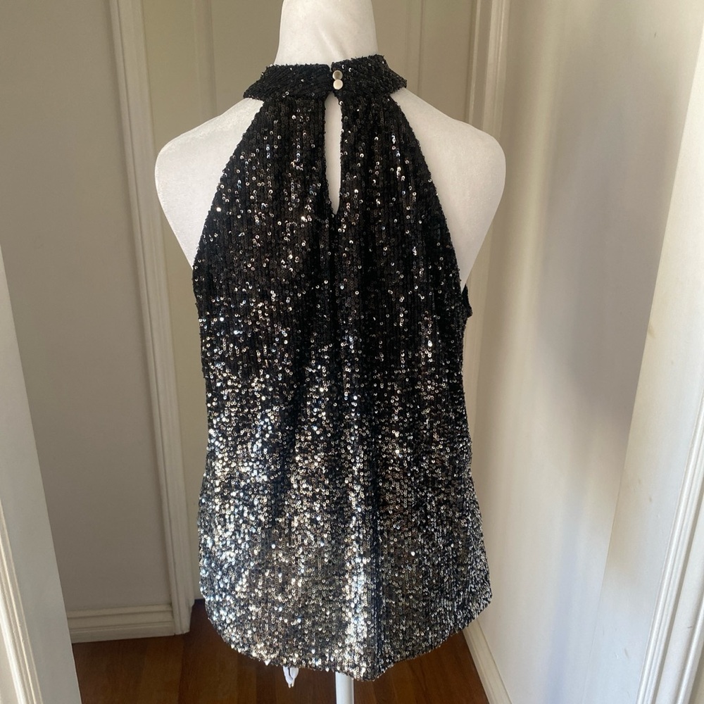 Cable & Gauge Black and Silver Sequin Halter Blouse - Picture 2 of 5
